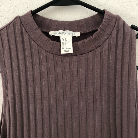 Purple/gray Ribbed Bodycon mini dress - Picture 2 of 4